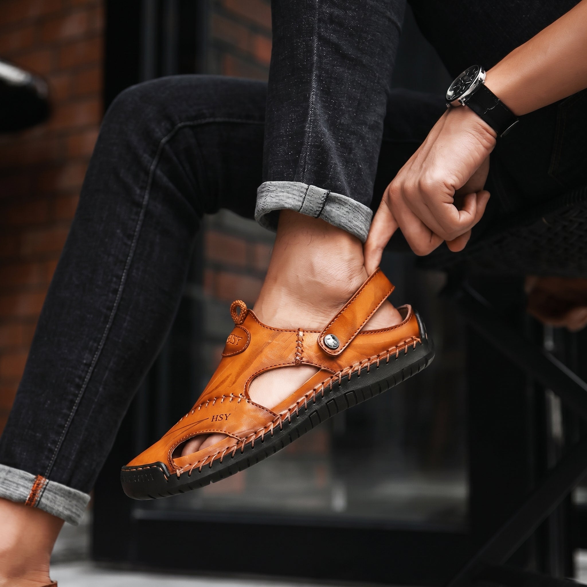 Dean - Men's Orthopaedic Closed Toe Sandals with Ankle Strap