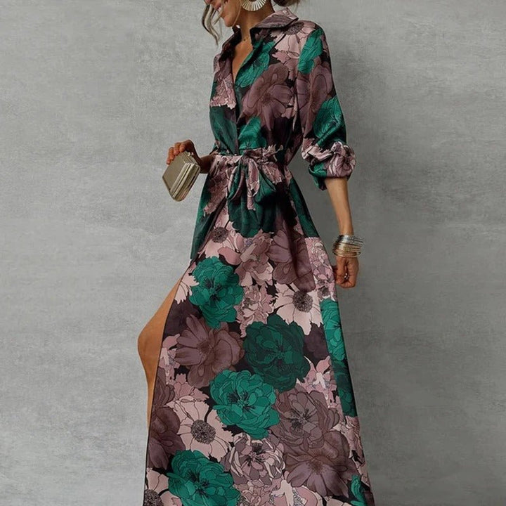 Clara - Women's Floral Wrap Long Sleeves Maxi Dress