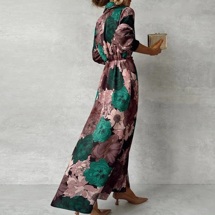 Clara - Women's Floral Wrap Long Sleeves Maxi Dress