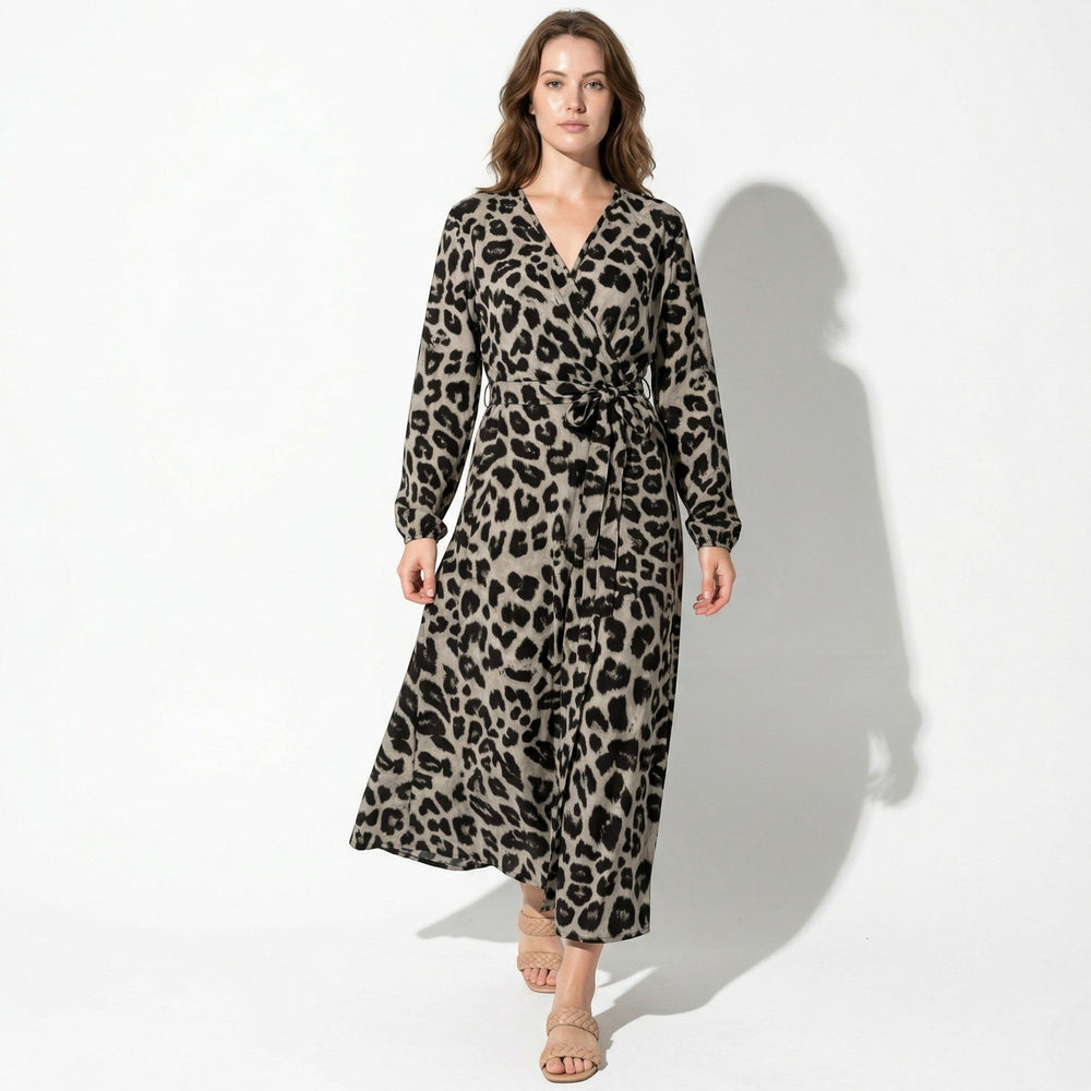 Diana – Women's Casual Wrap Printed Maxi Dress - Maxi Dress - Black - Davies & Cooper