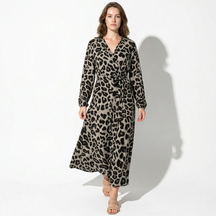 Diana – Women's Casual Wrap Printed Maxi Dress - Maxi Dress - Black - Davies & Cooper