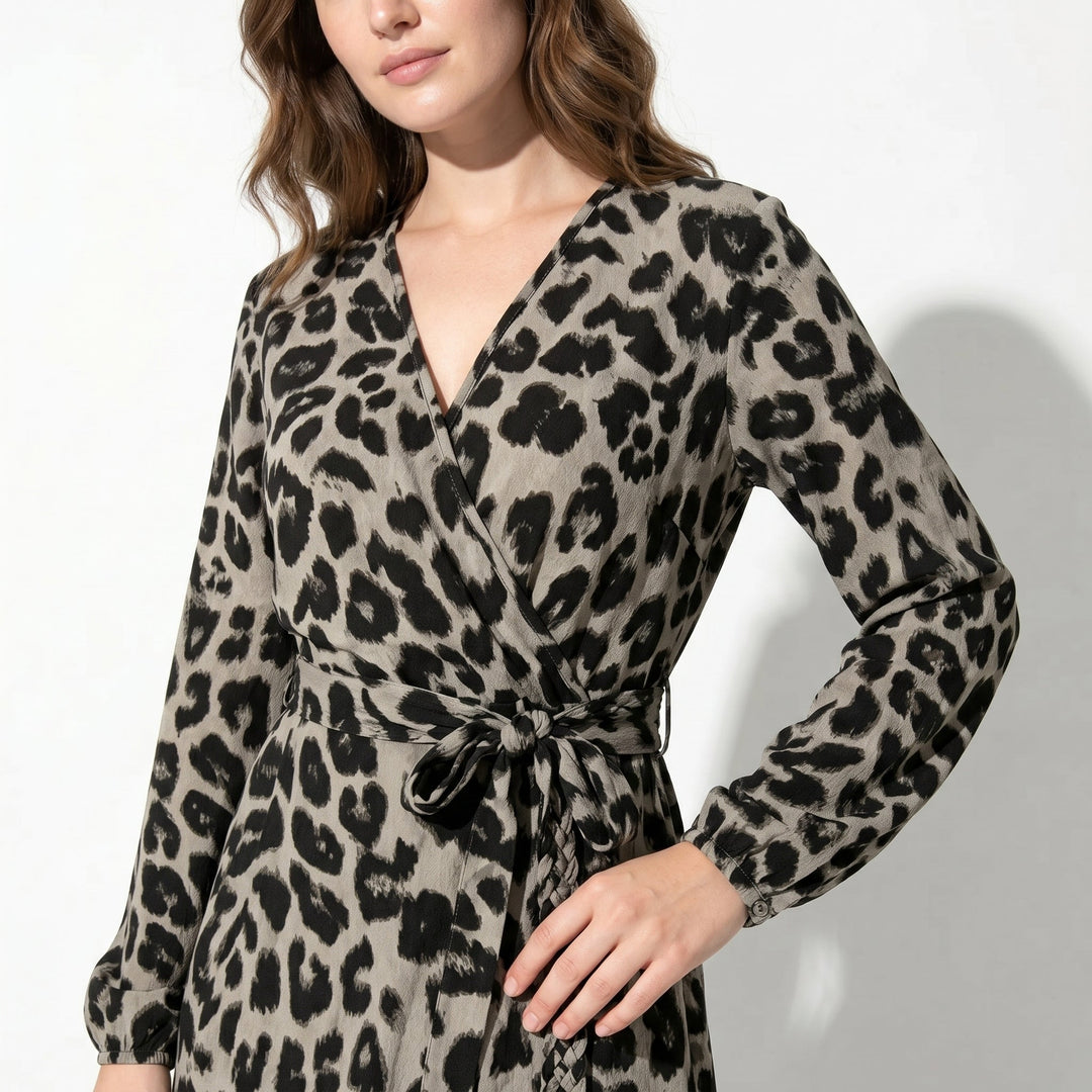 Diana – Women's Casual Wrap Printed Maxi Dress - Maxi Dress - Black - Davies & Cooper