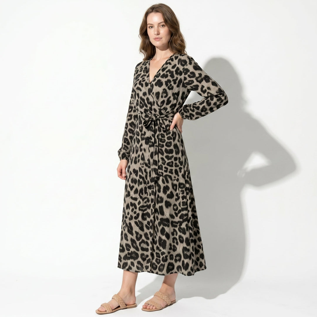 Diana – Women's Casual Wrap Printed Maxi Dress - Maxi Dress - Black - Davies & Cooper