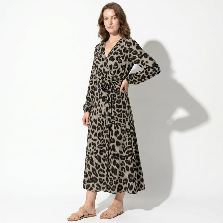 Diana – Women's Casual Wrap Printed Maxi Dress - Maxi Dress - Black - Davies & Cooper