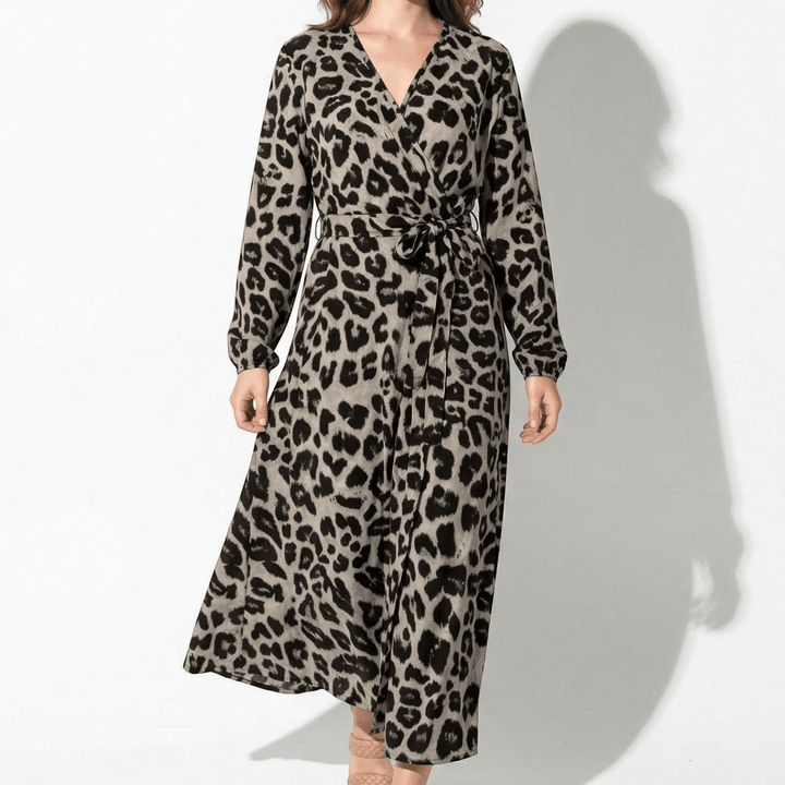 Diana – Women's Casual Wrap Printed Maxi Dress - Maxi Dress - Black - Davies & Cooper