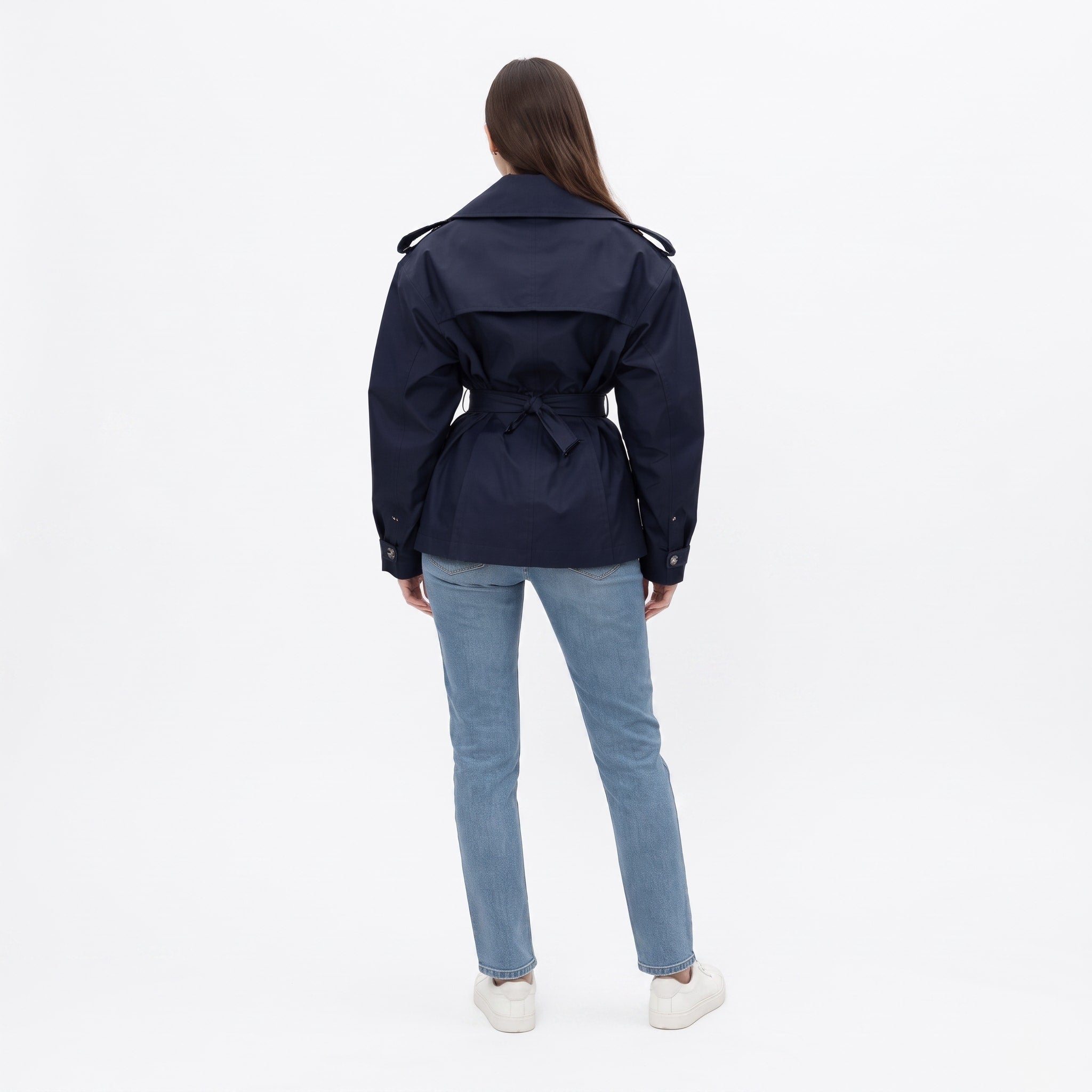 Sophie - Women's Belted Trench Jacket with Notched Lapel Collar