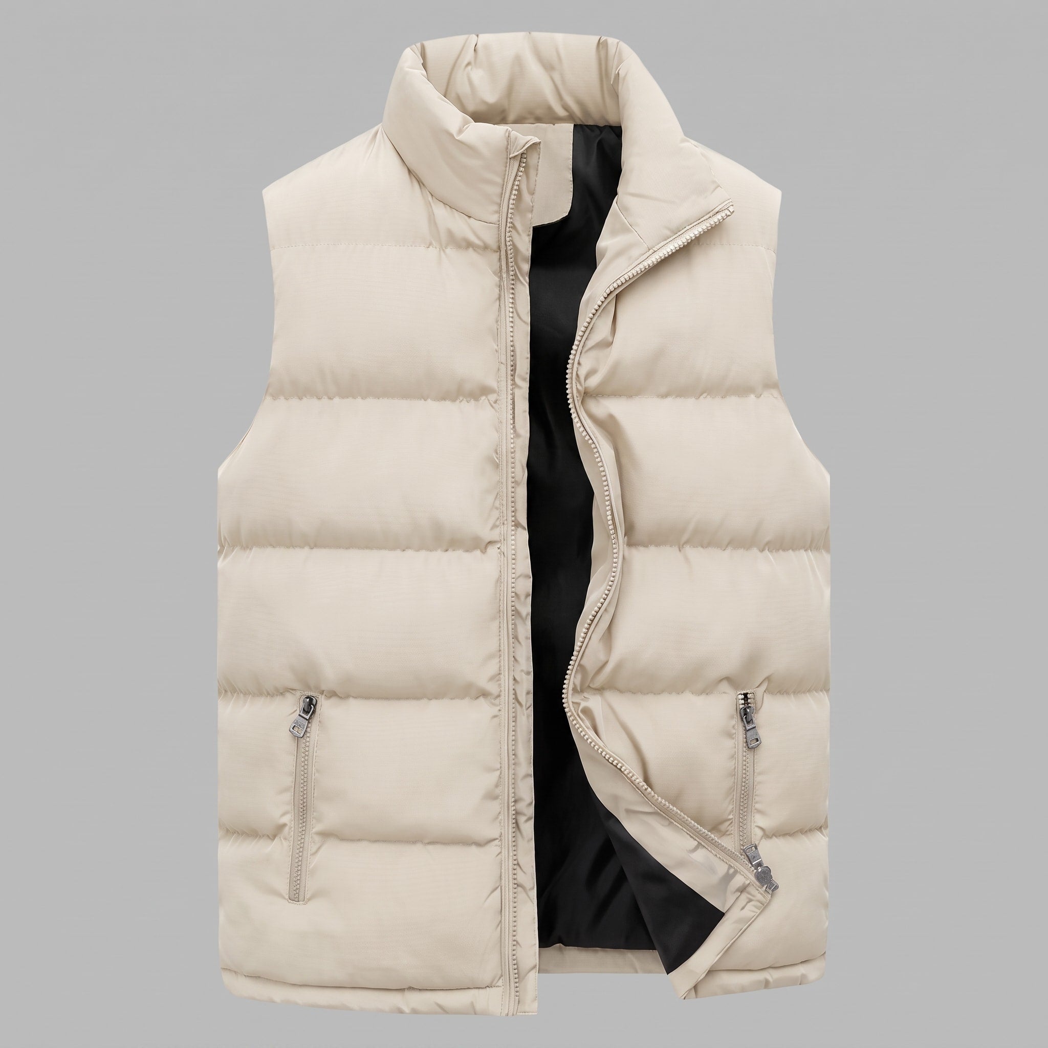 Oliver - Men's Quilted Padded Gilet with Stand Collar and Zip Pockets