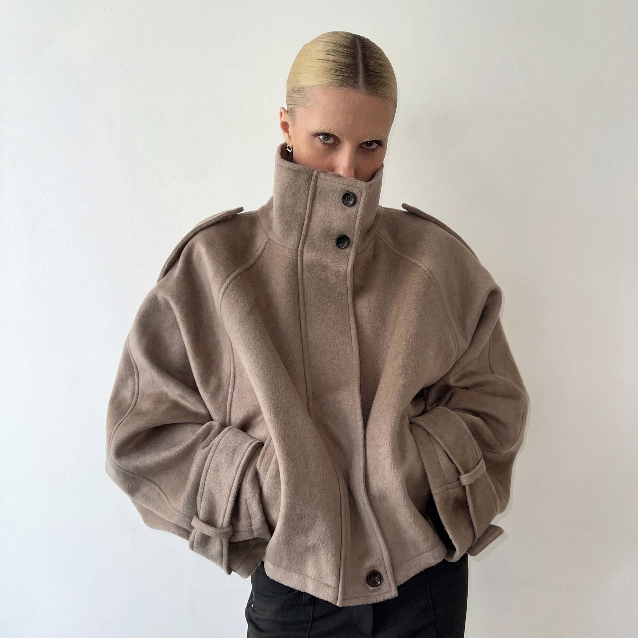 Sophie - Women's Oversized Funnel Neck Wool look Coat