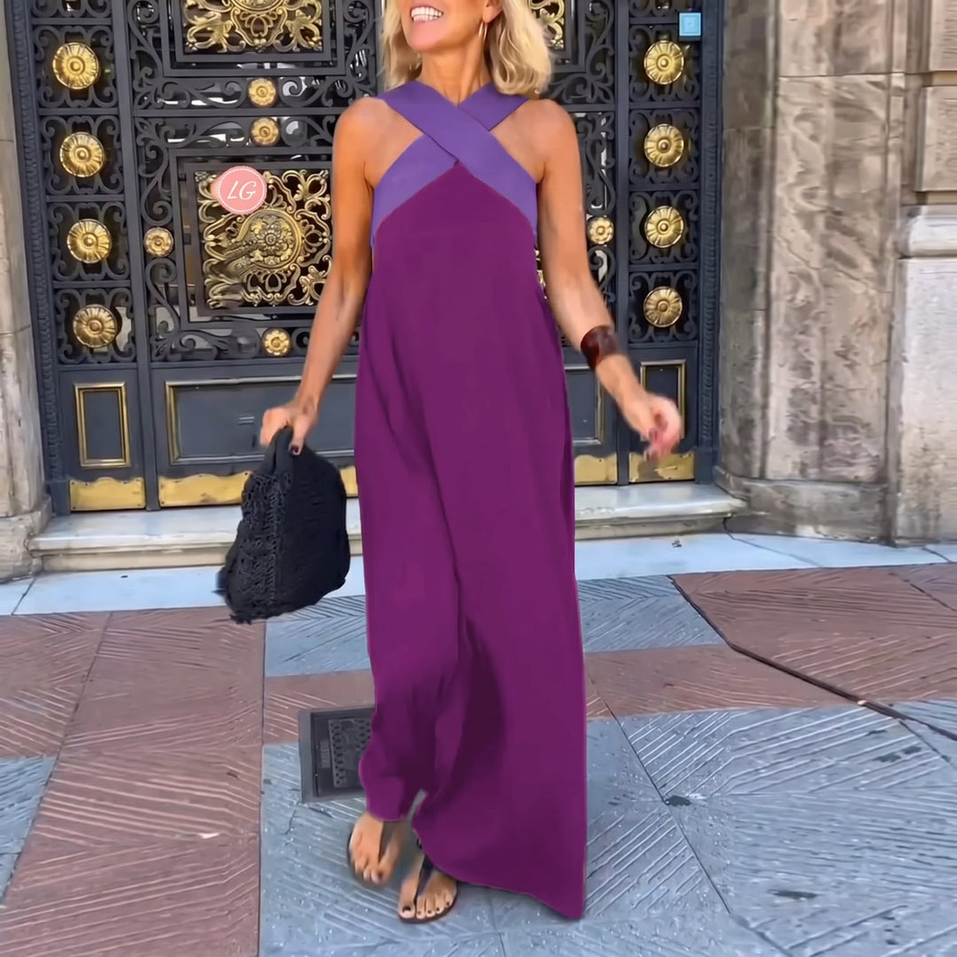 Elena - Women's Summer Cross Strap Maxi Dress - Maxi Dress - Purple - Davies & Cooper
