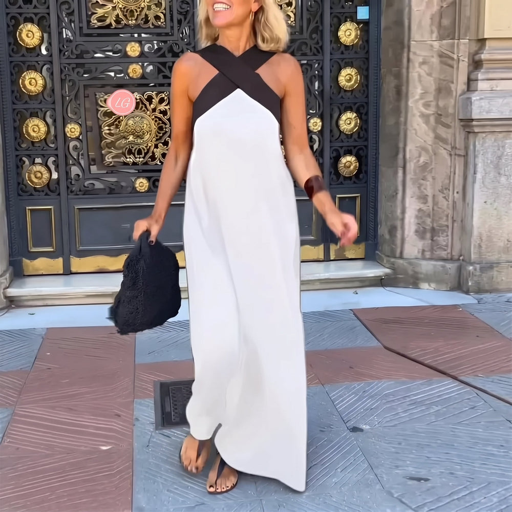 Elena - Women's Summer Cross Strap Maxi Dress - Maxi Dress - White - Davies & Cooper