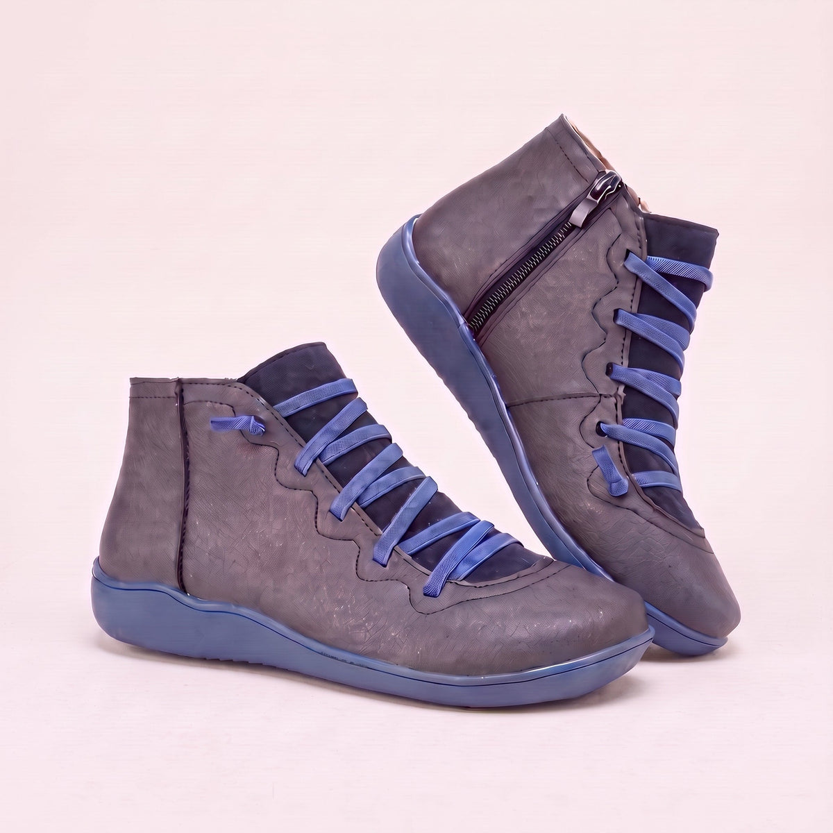 Eliza - Women's Orthopaedic Lace-Up Ankle Boots with Comfort Sole - Boots - Blue - Davies & Cooper
