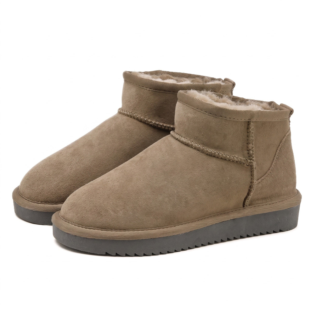 Emily - Women's Ankle Boots with Faux Fur Lining and Cushioned Sole - Boots - Khaki - Davies & Cooper