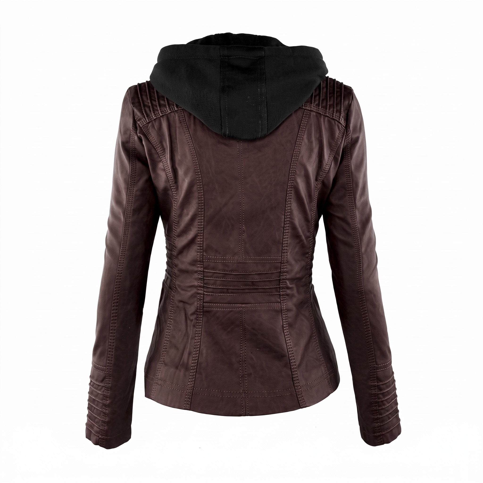 Isabella - Women's Detachable Hood Biker Jacket with Zip Pockets