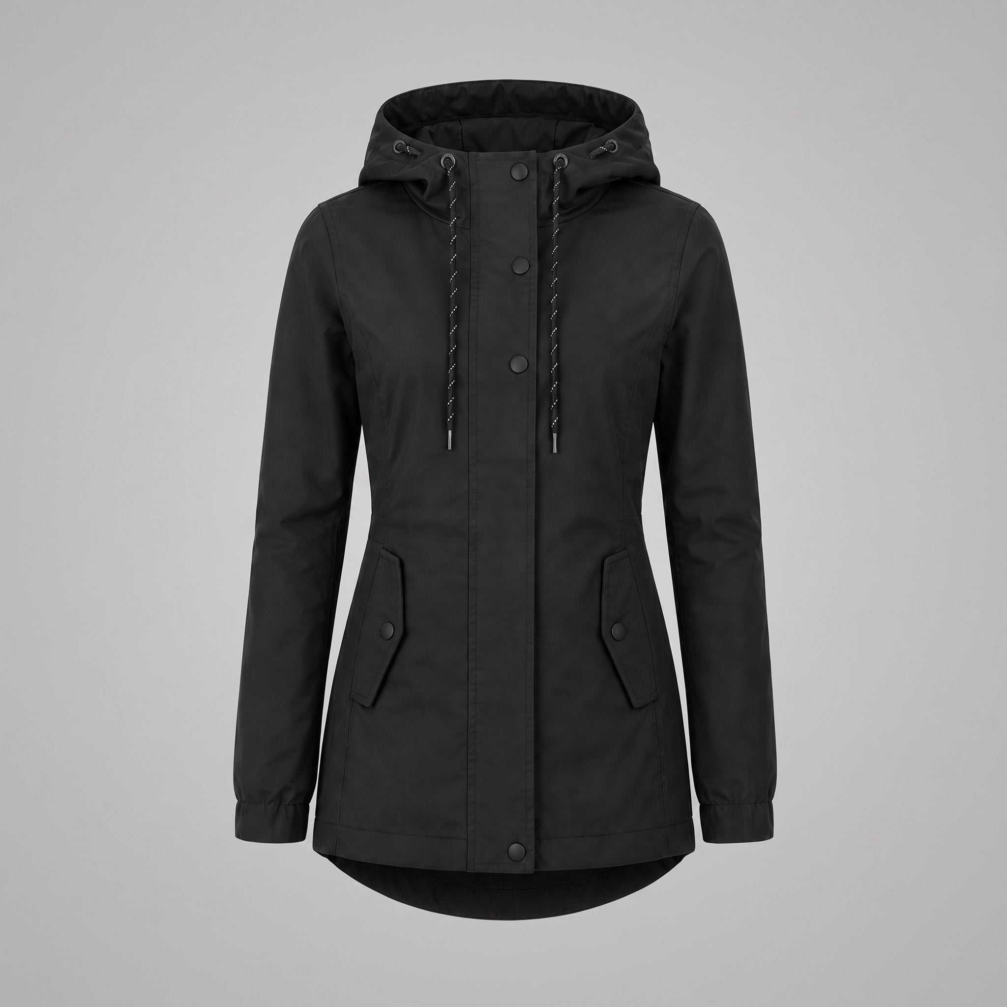 Teresa - Women's Hooded Jacket with Fitted Waist and Snap Button Front
