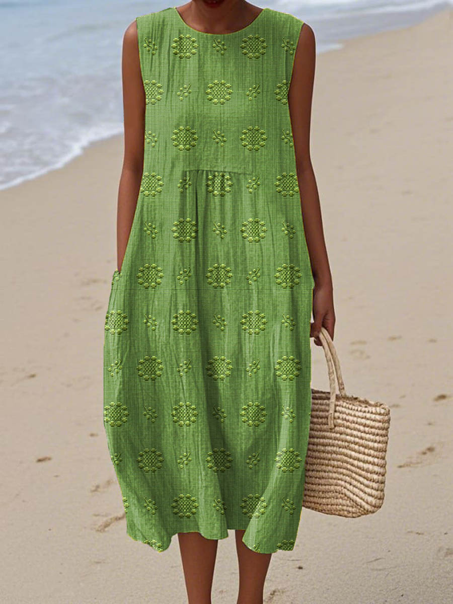 Georgia - Women's Summer Floral Sleeveless Midi Dress