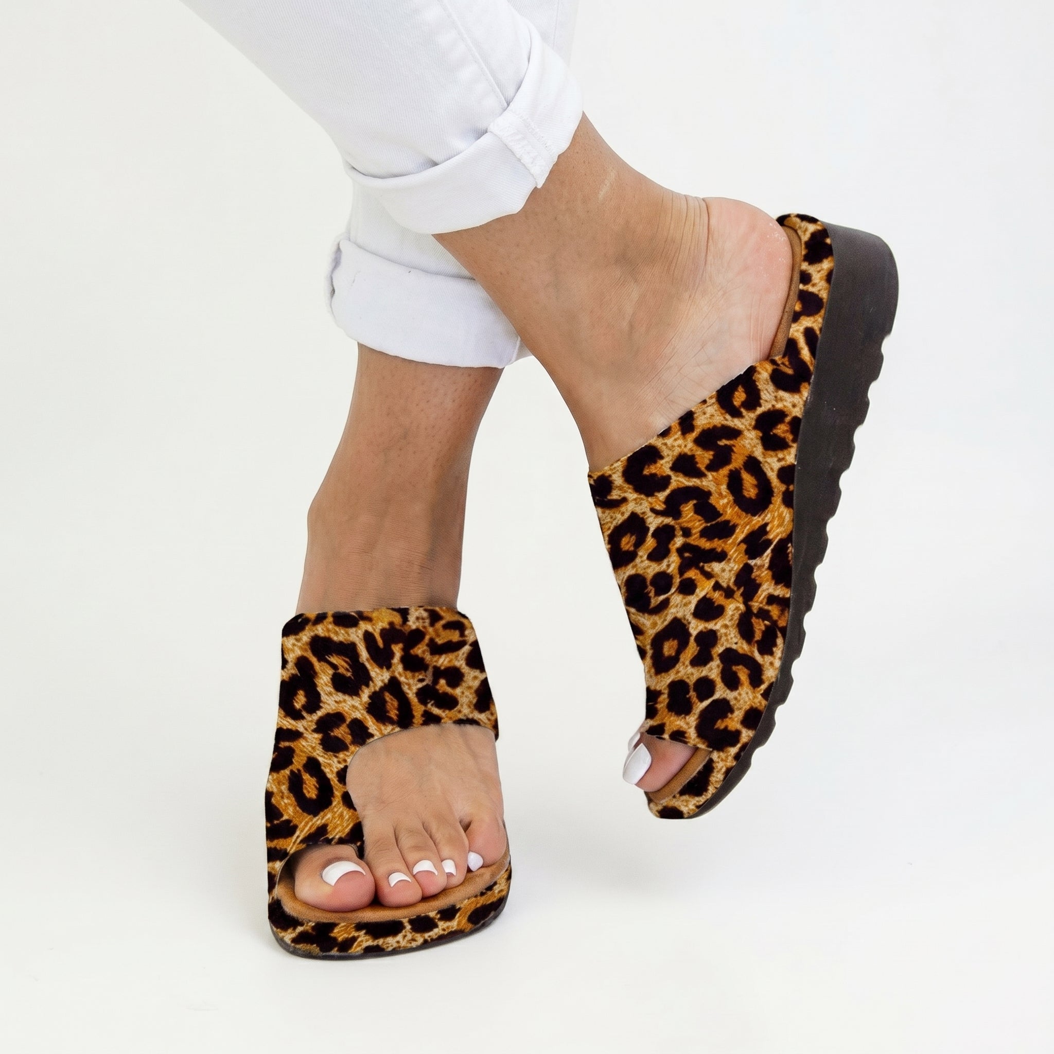 Fiona - Women's Orthopaedic Toe Ring Wedge Sandals - Sandals - Brown - Davies & Cooper