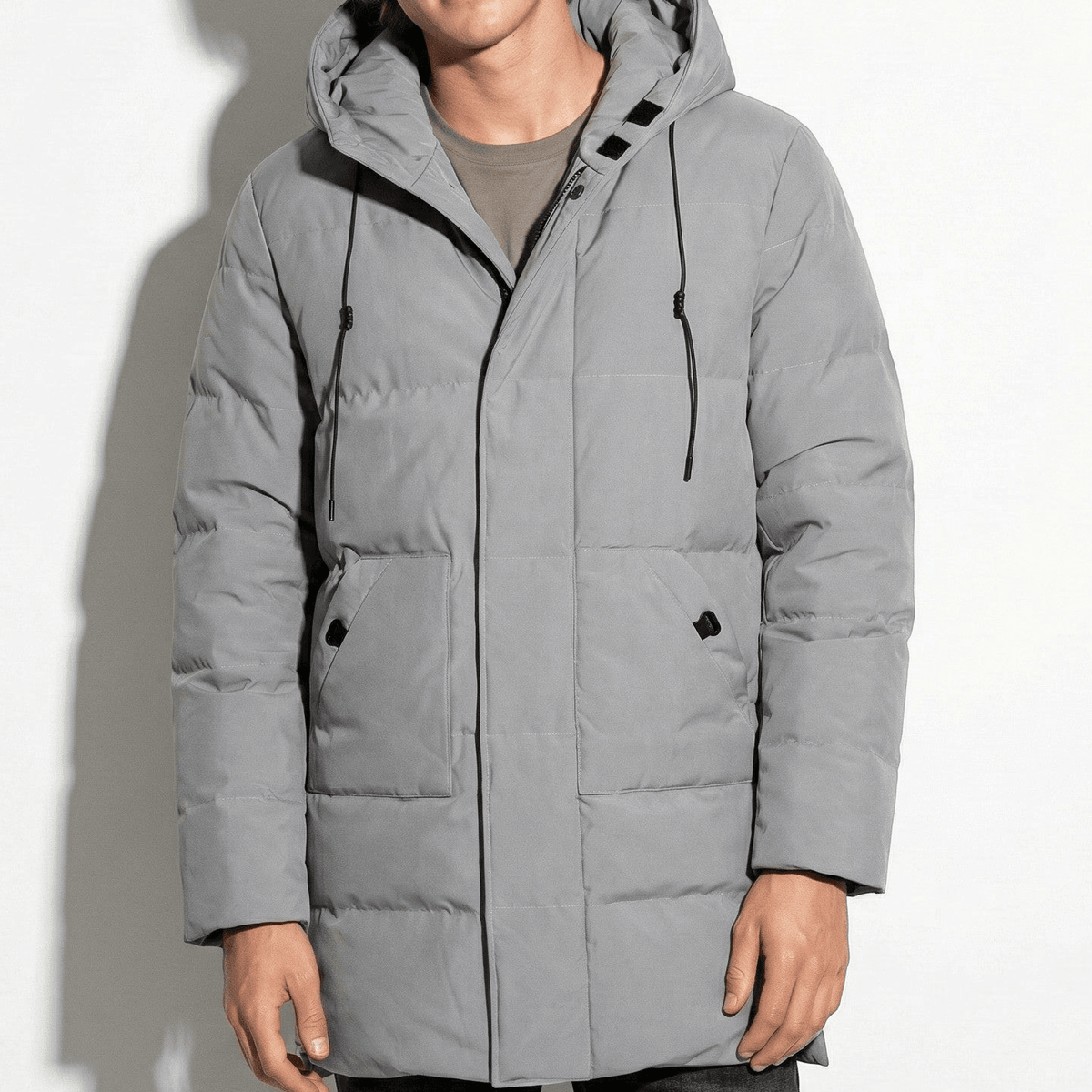 Frank – Long, Water-Resistant Winter Parka with Hood - Parka Jackets - Grey - Davies & Cooper
