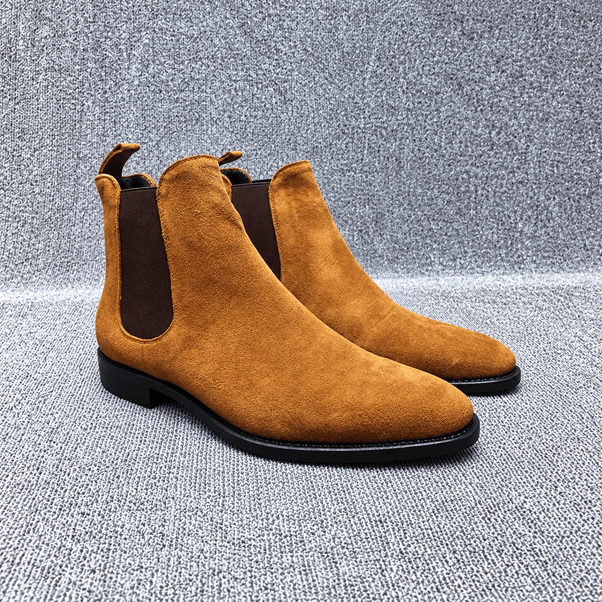 Freddie - Men's Suede Chelsea Boots with Stacked Heel - Boots - Yellow - Davies & Cooper