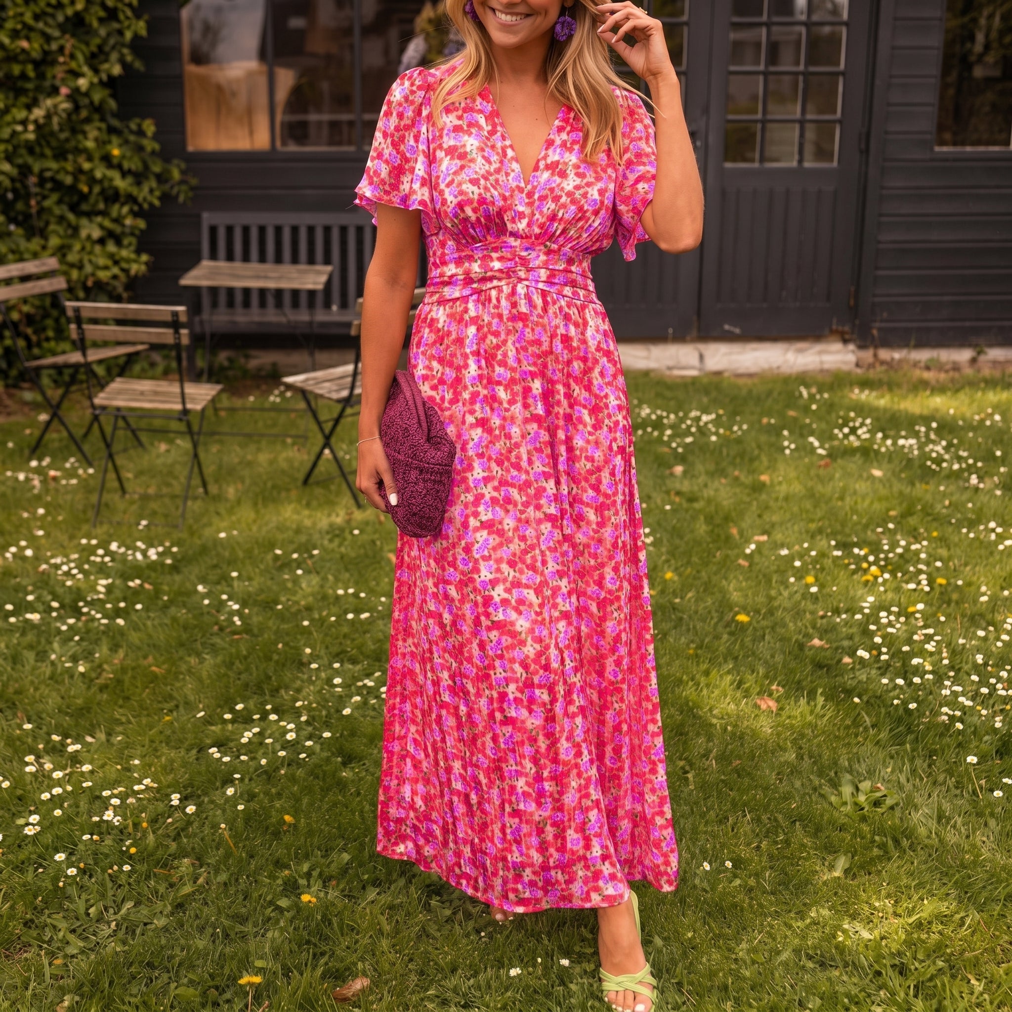 ladies floral dresses with sleeves Agnes Orinda Plus Size Dress for Women Short Sleeve Shirred Square Neck Maxi Floral Dress 1X Black at Amazon Women's Clothing store Click to enter Asvivid Dress Page Floral Mother of the Bride