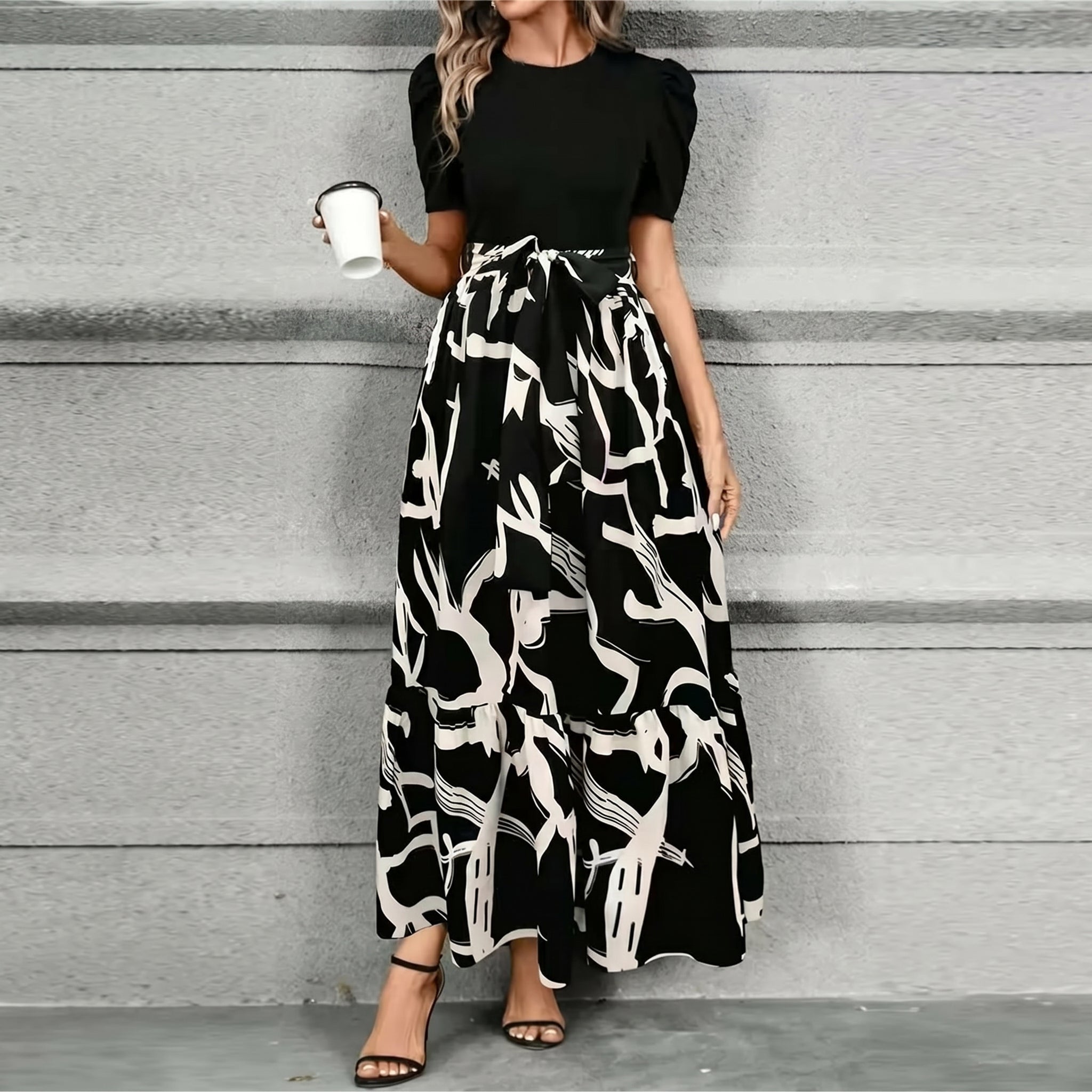 Freya - Women's High - Waisted Floral Print Maxi Skirt - Skirts - White - Davies & Cooper