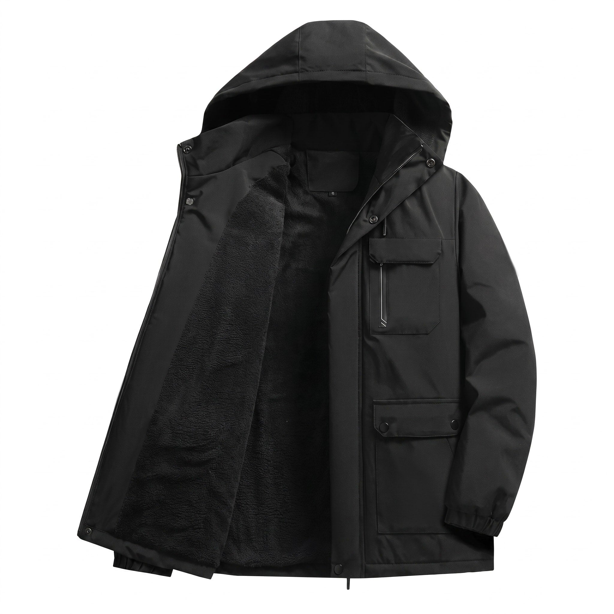 George - Men's Hooded Parka Jacket with Cargo Pockets - Parkas - Black - Davies & Cooper