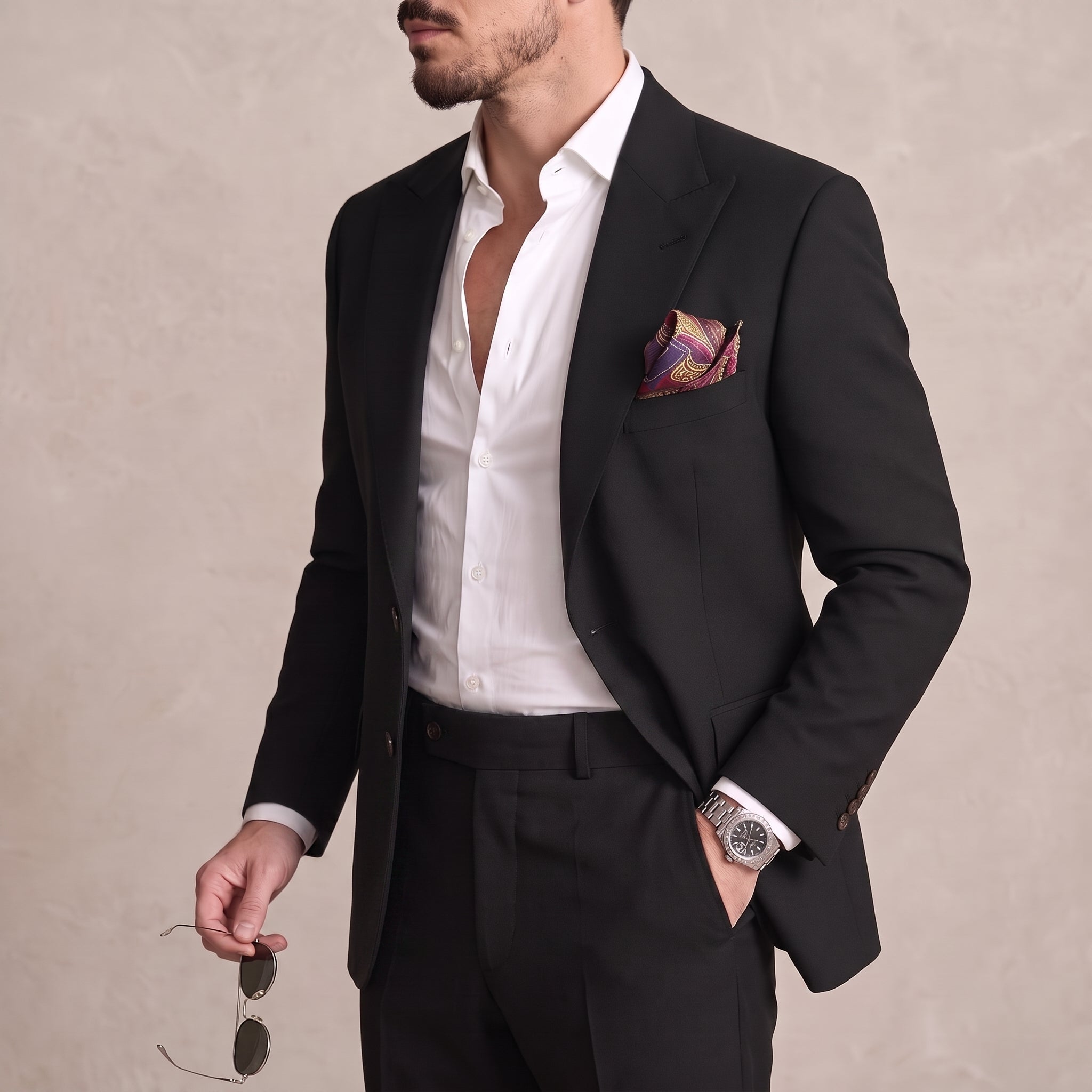 George - Men's Two-Piece Peaked Lapel Wedding Guest Suit - 2 Piece Men Suits - Black - Davies & Cooper