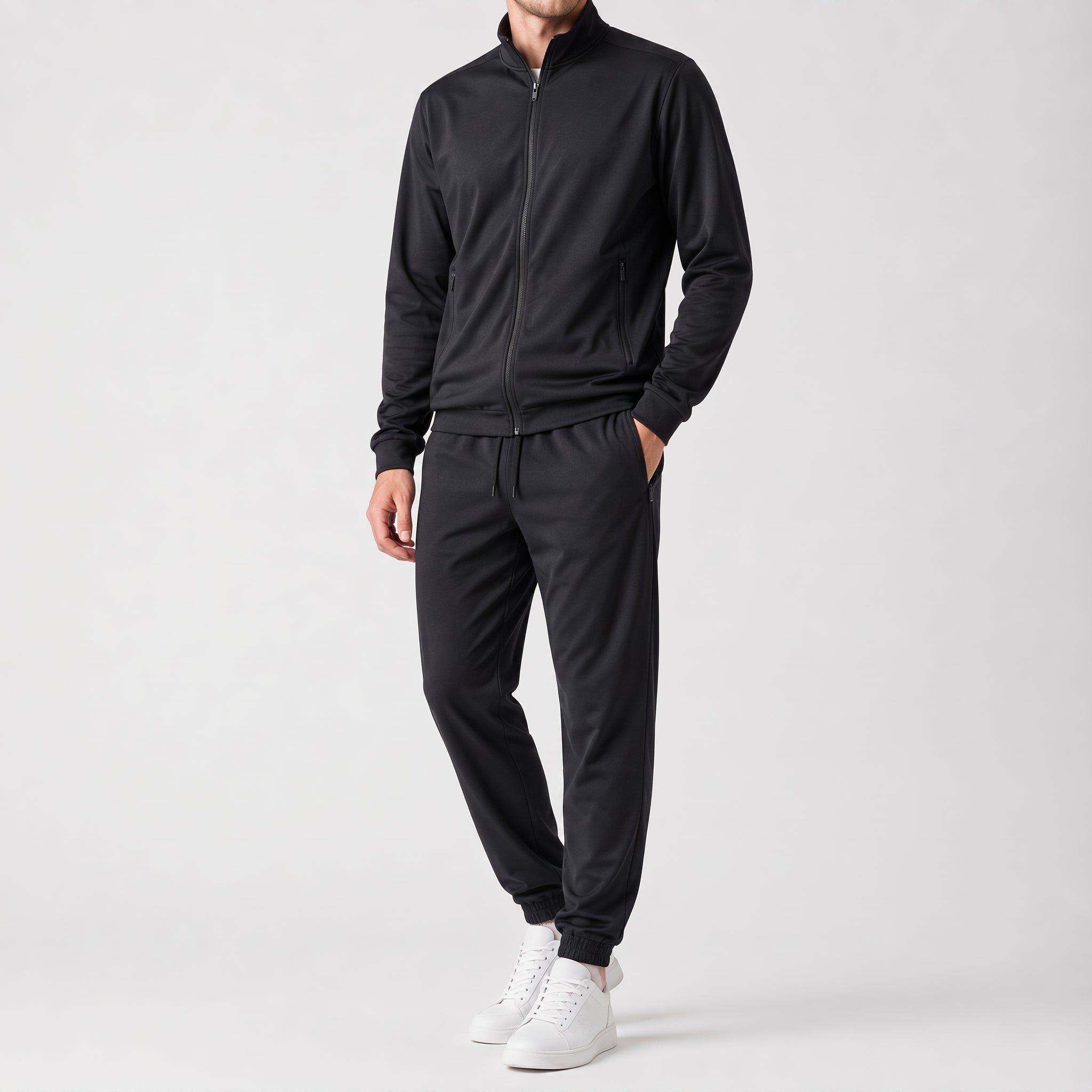 George - Men's Two-Piece Zip-Up Jacket and Jogger Tracksuit Set - Outfit Sets - Black - Davies & Cooper