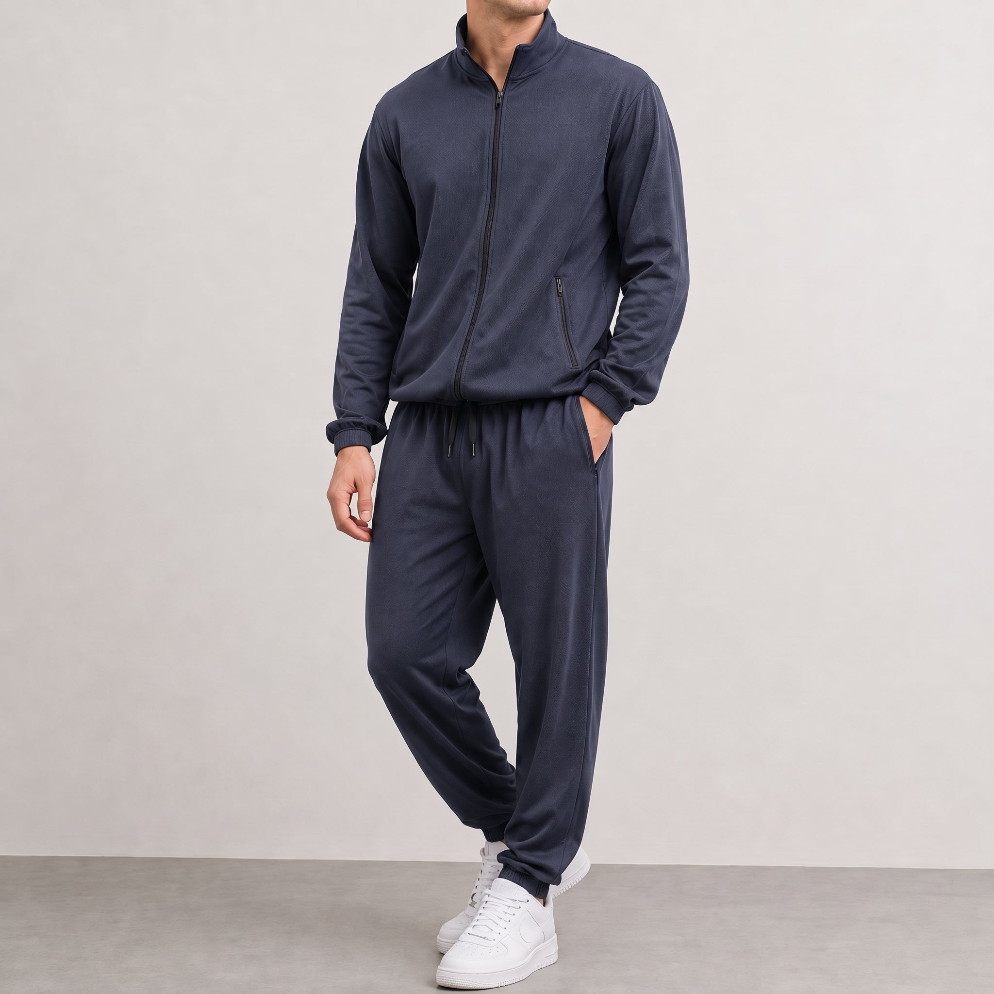 George - Men's Two-Piece Zip-Up Jacket and Jogger Tracksuit Set - Outfit Sets - Blue - Davies & Cooper