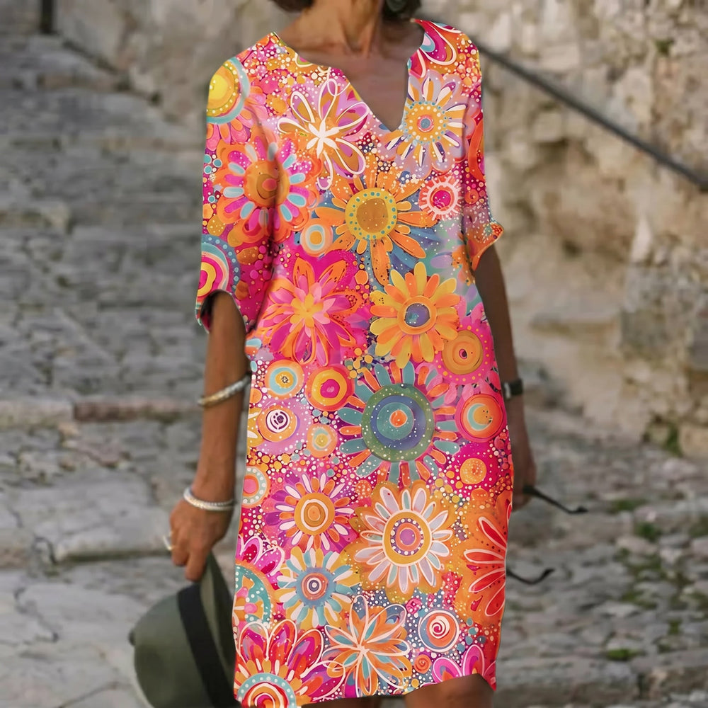 Georgia - Women's Summer Floral Midi Dress - Midi Dress - Yellow - Davies & Cooper