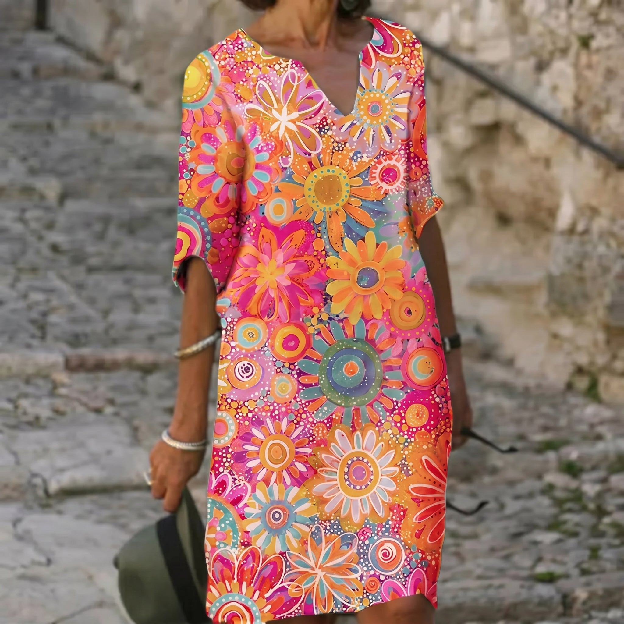 Georgia - Women's Summer Floral Midi Dress - Midi Dress - Yellow - Davies & Cooper