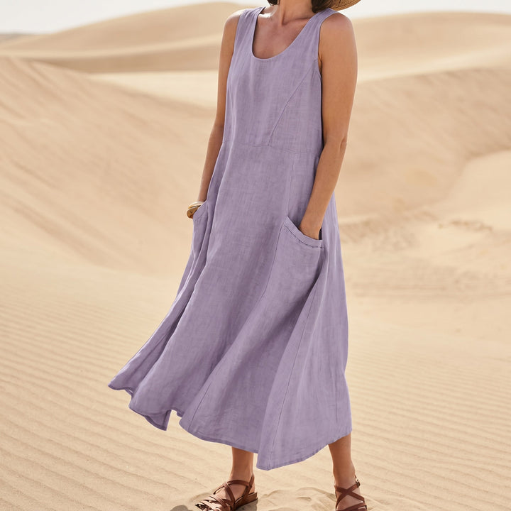 Georgia - Women's Summer Sleeveless Maxi Dress with Pockets - Maxi Dress - Purple - Davies & Cooper