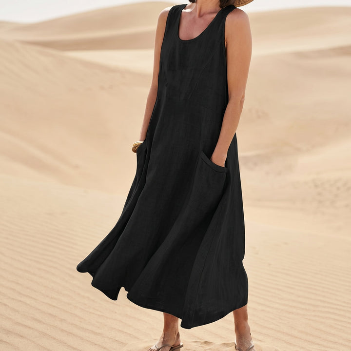 Georgia - Women's Summer Sleeveless Maxi Dress with Pockets - Maxi Dress - Black - Davies & Cooper