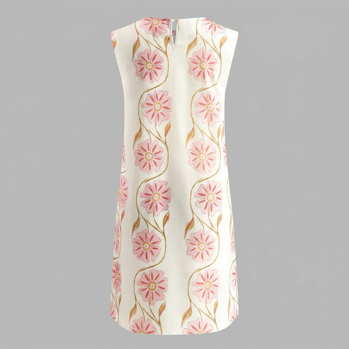 Georgia - Women's Summer Sleeveless Mock Neck Mini Dress - Mini Dress - White - Davies & Cooper