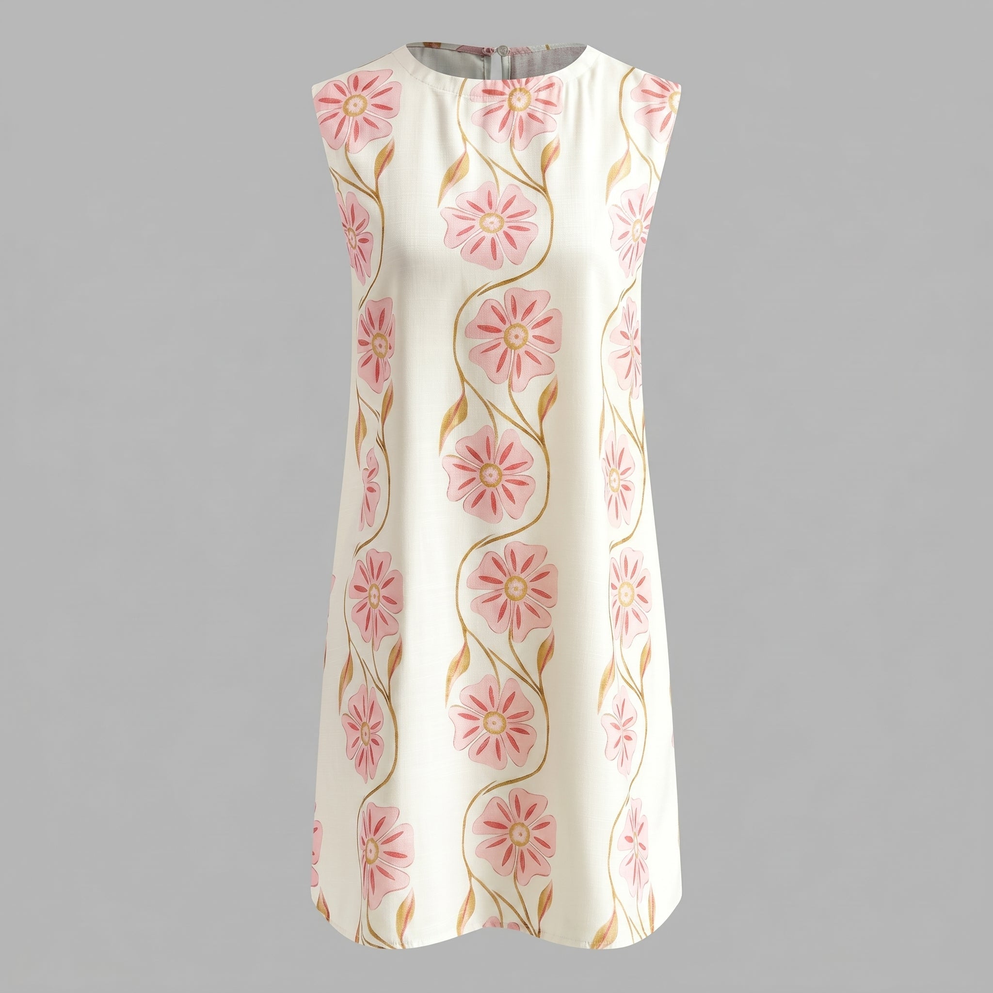 Georgia - Women's Summer Sleeveless Mock Neck Mini Dress - Mini Dress - White - Davies & Cooper