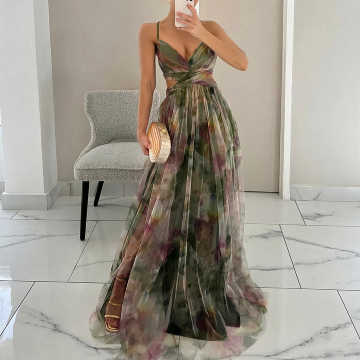 Georgia - Women's Wedding Guest Tulle Maxi Dress - Maxi Dresses - Green - Davies & Cooper