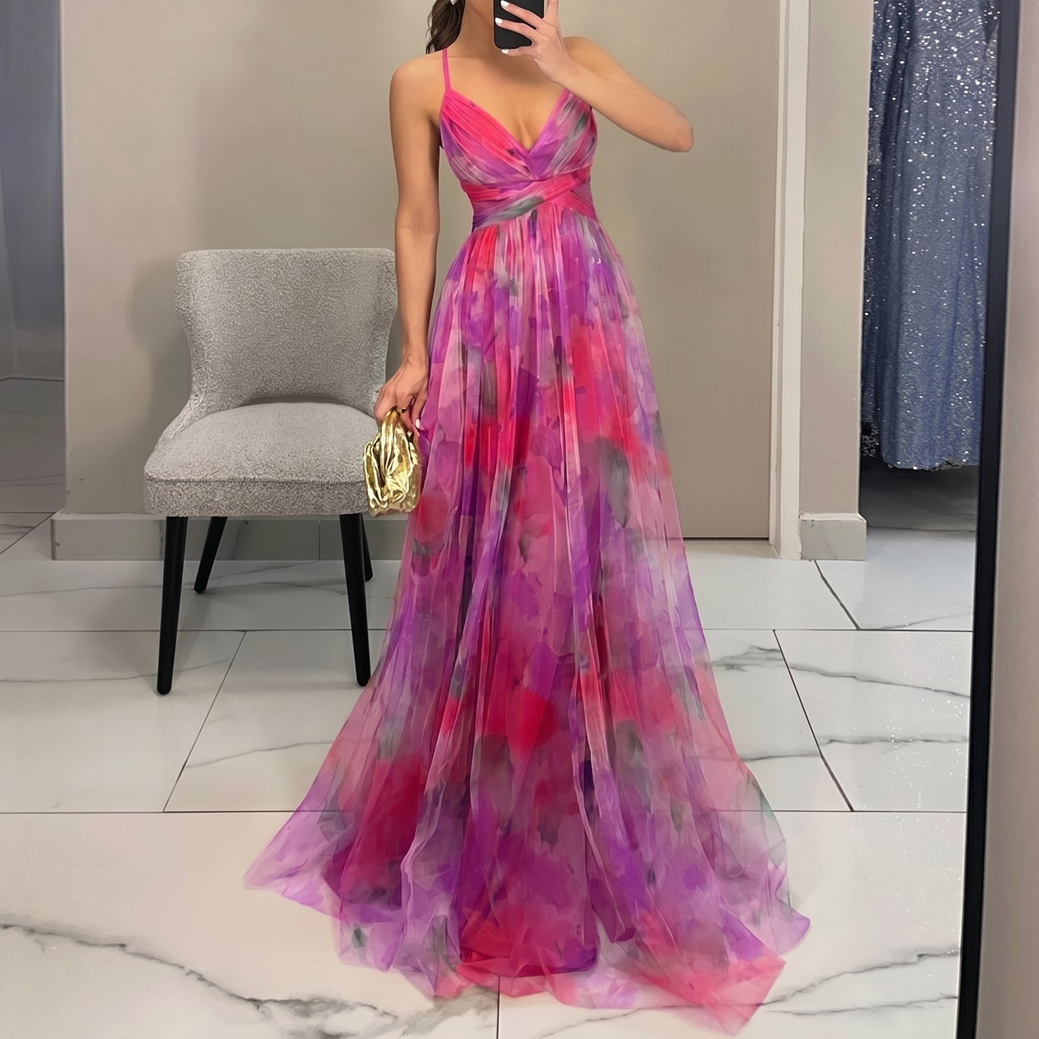 Georgia - Women's Wedding Guest Tulle Maxi Dress - Maxi Dresses - Pink - Davies & Cooper