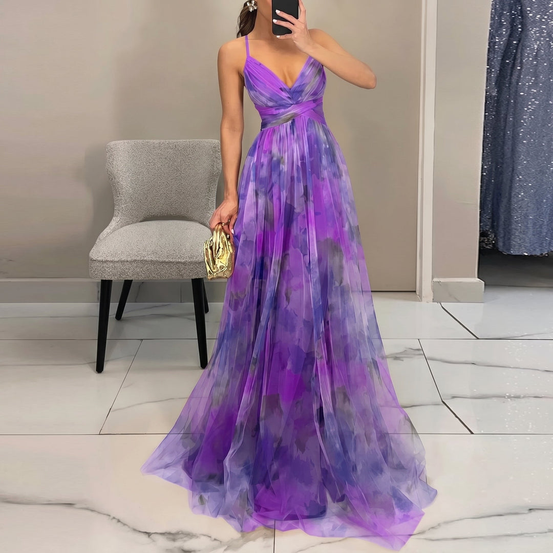 Georgia - Women's Wedding Guest Tulle Maxi Dress - Maxi Dresses - Purple - Davies & Cooper