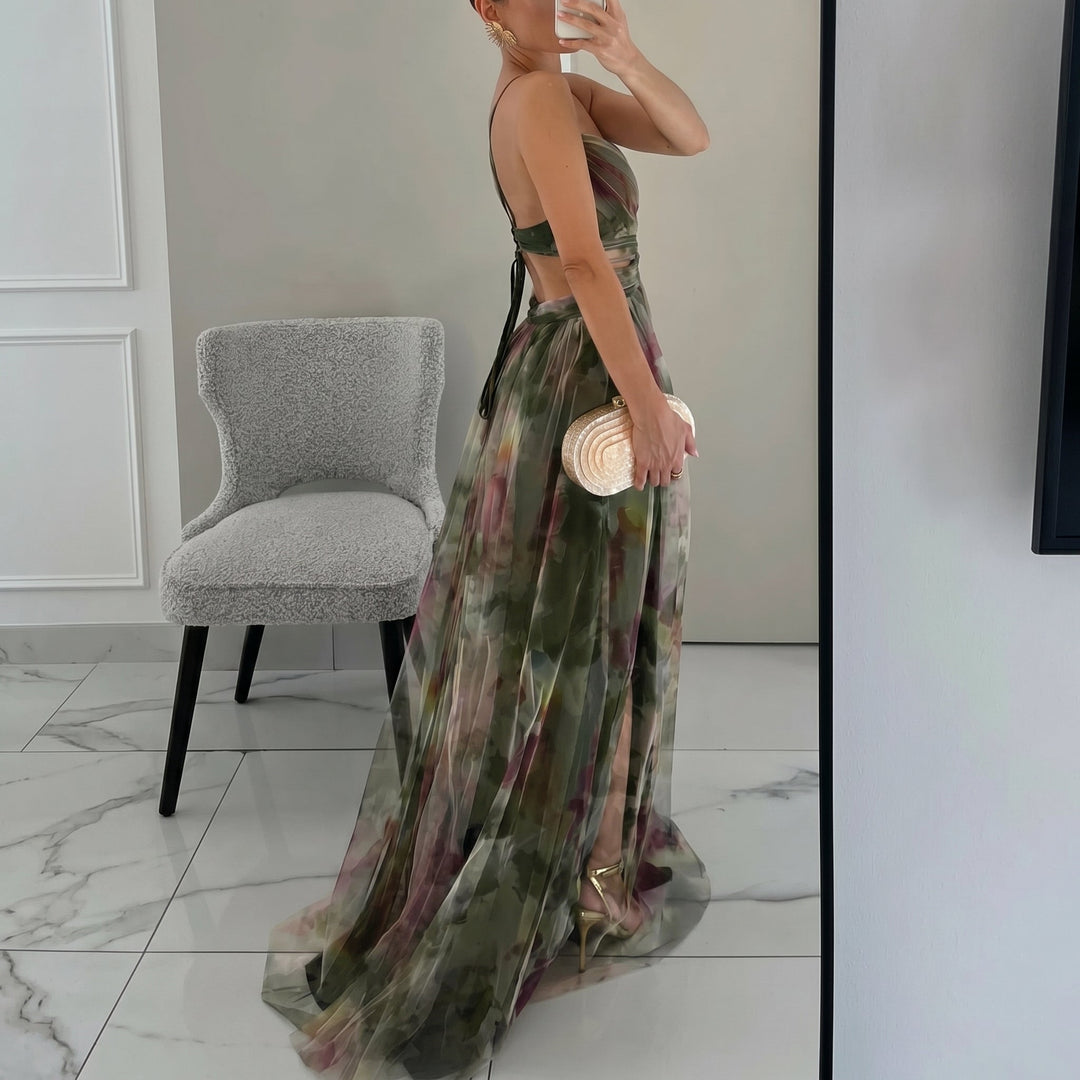 Georgia - Women's Wedding Guest Tulle Maxi Dress - Maxi Dresses - Green - Davies & Cooper