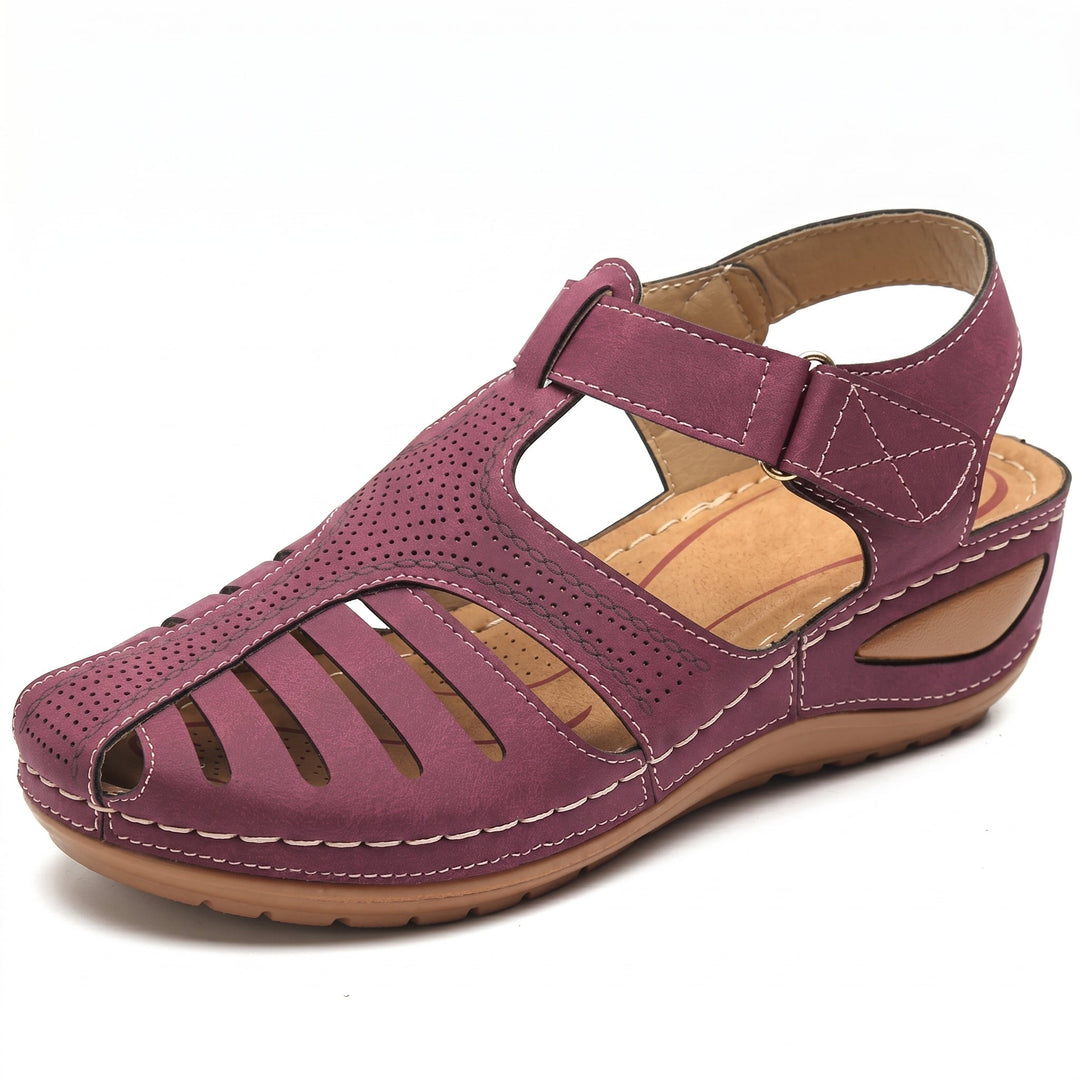 Gisela - Women's Orthopaedic Closed Toe Wedge Sandals - Sandals - Purple - Davies & Cooper