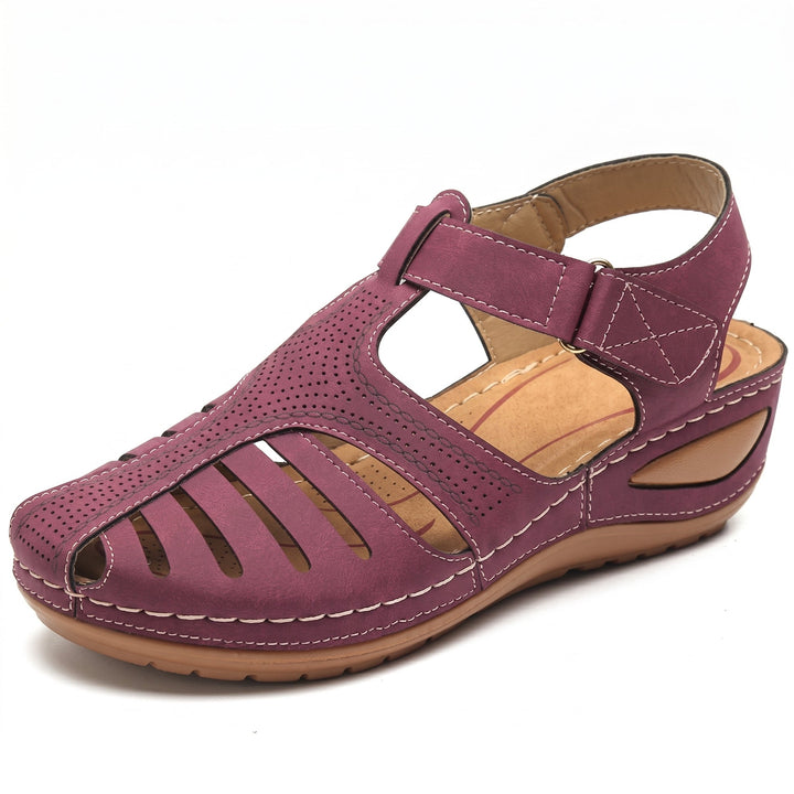 Gisela - Women's Orthopaedic Closed Toe Wedge Sandals - Sandals - Purple - Davies & Cooper