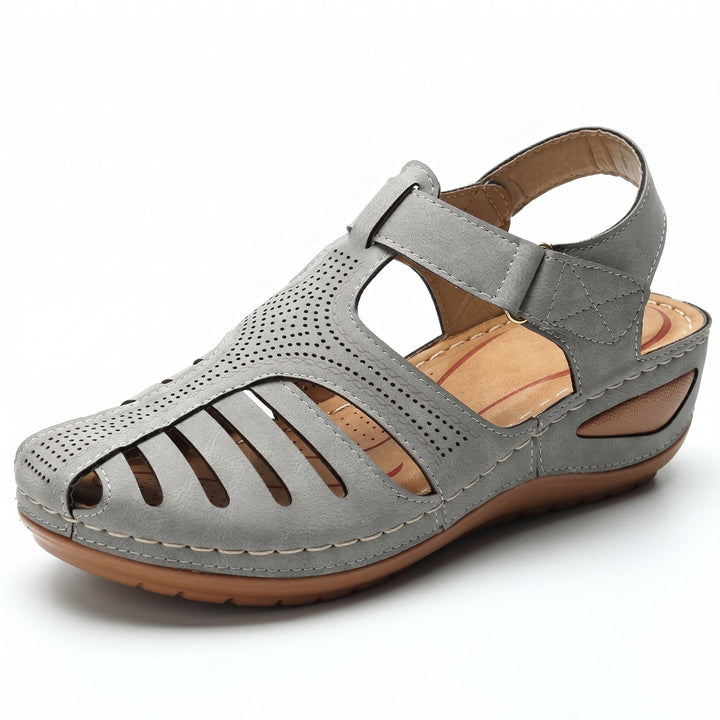 Gisela - Women's Orthopaedic Closed Toe Wedge Sandals - Sandals - Grey - Davies & Cooper
