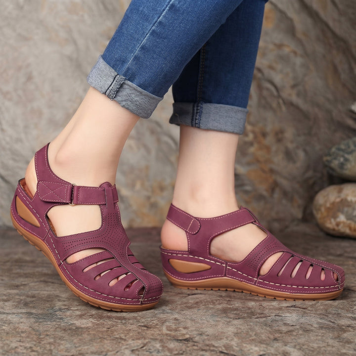 Gisela - Women's Orthopaedic Closed Toe Wedge Sandals - Sandals - Purple - Davies & Cooper