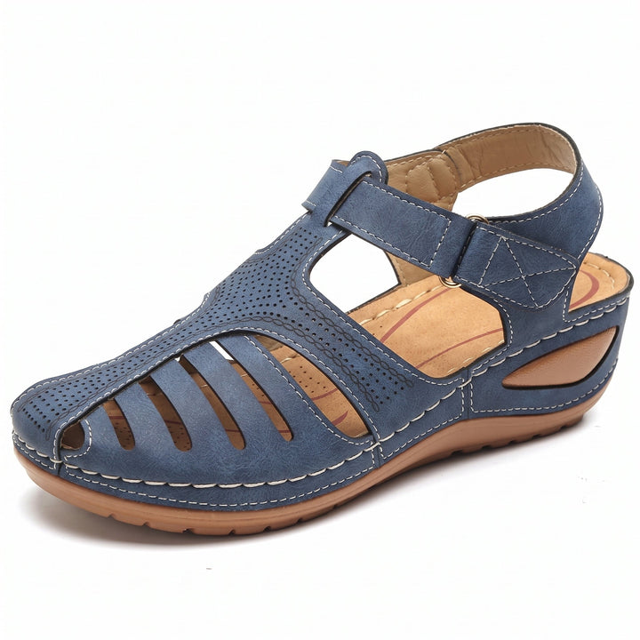 Gisela - Women's Orthopaedic Closed Toe Wedge Sandals - Sandals - Blue - Davies & Cooper
