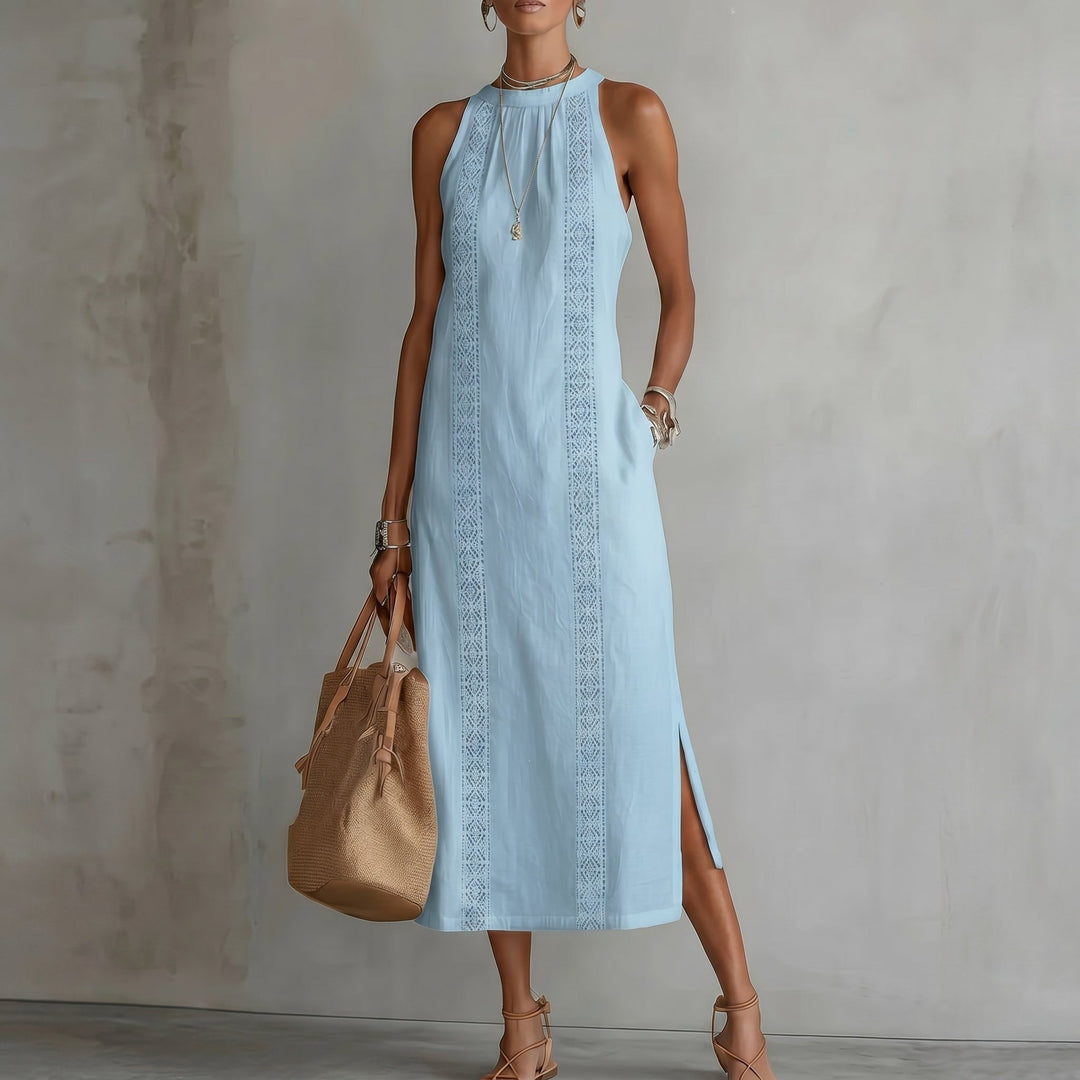 Grace - Women's Summer Halter Neck Maxi Dress - Maxi Dress - Blue - Davies & Cooper