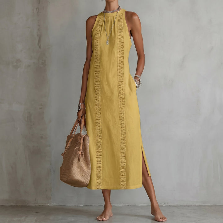 Grace - Women's Summer Halter Neck Maxi Dress - Maxi Dress - Yellow - Davies & Cooper