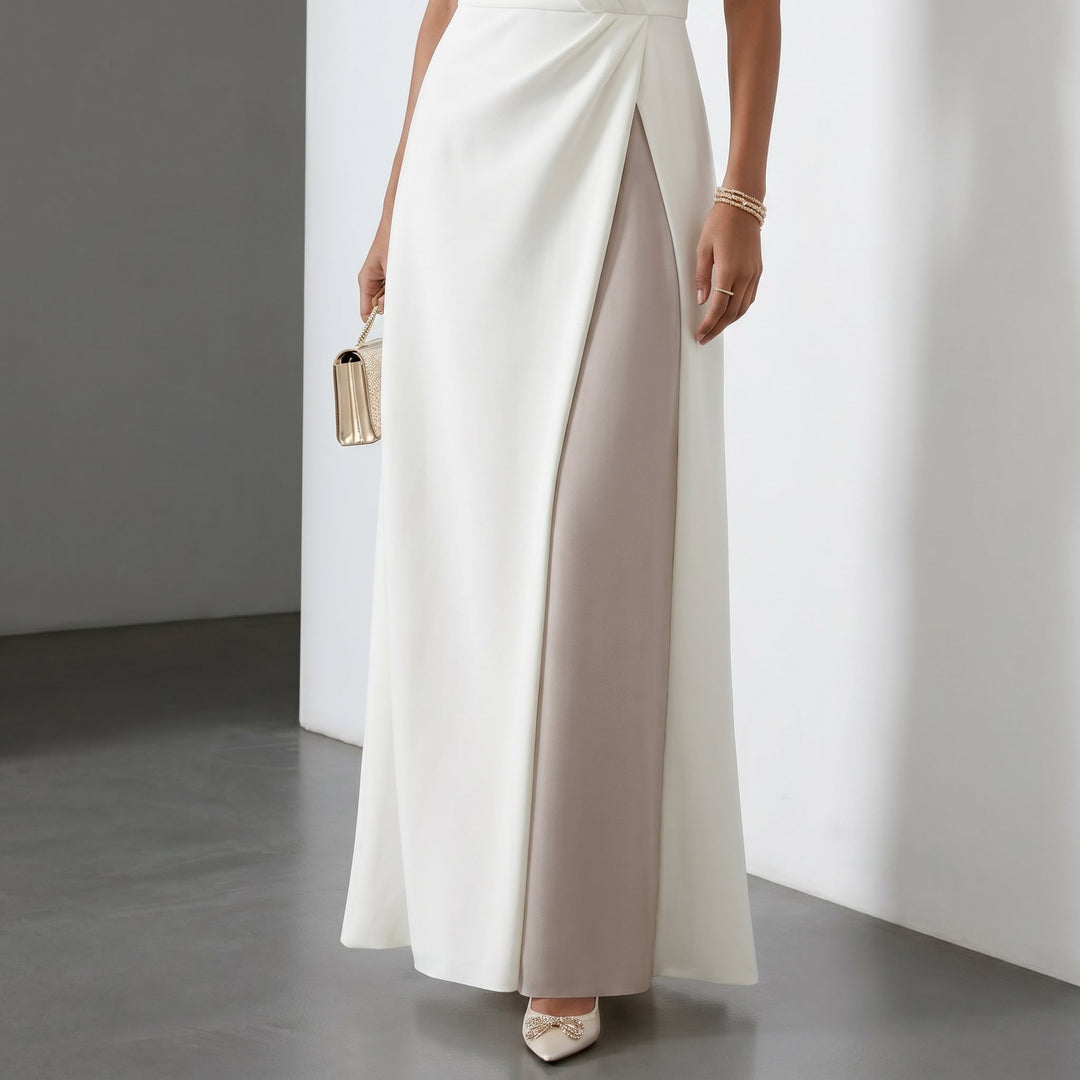 Grace - Women's Summer Ruched Split Maxi Dress - Maxi Dress - White - Davies & Cooper