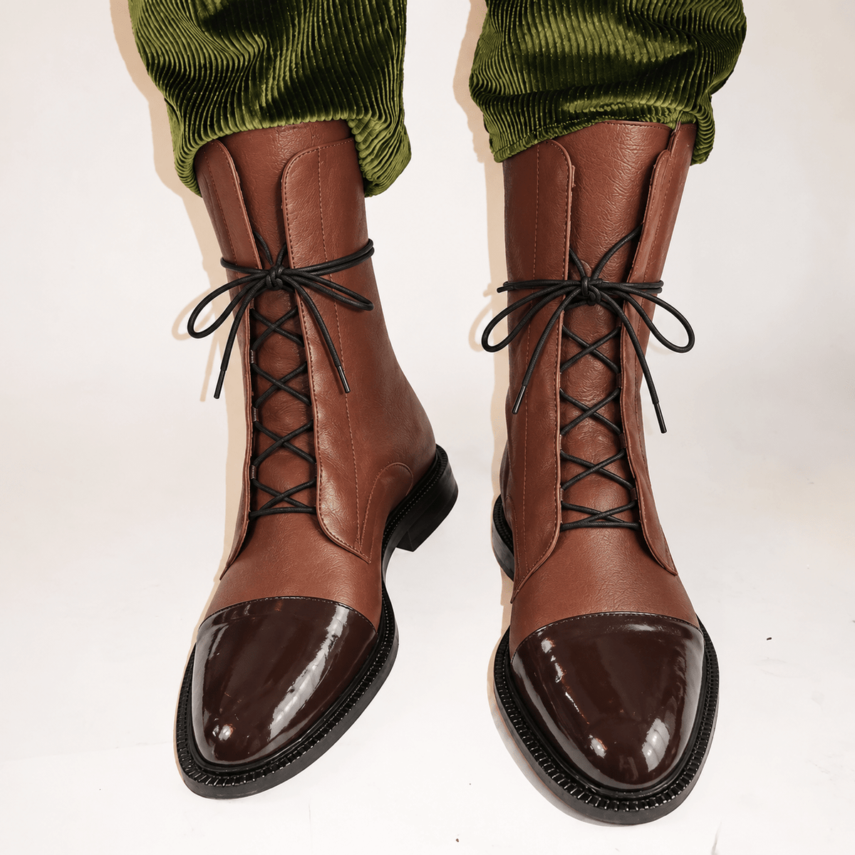 Harriet - Women's Lace-Up Ankle Boots with Cap Toe Detail - Boots - Brown - Davies & Cooper