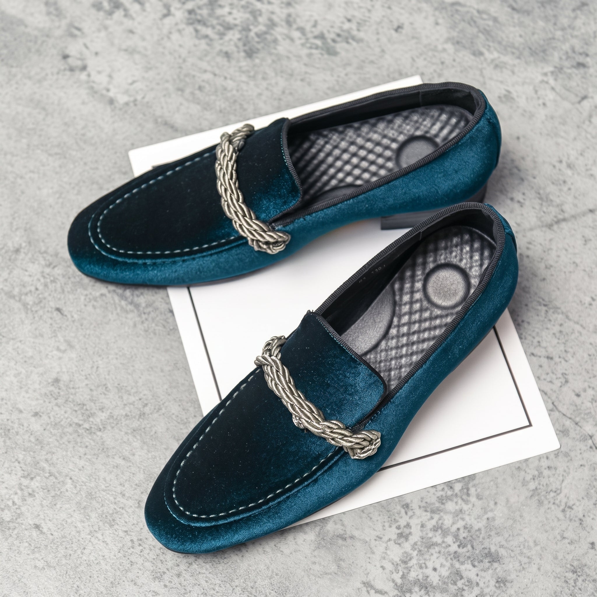 Harrison - Men's Smart Casual Loafers with Gold Rope Detail - Loafers - Green - Davies & Cooper