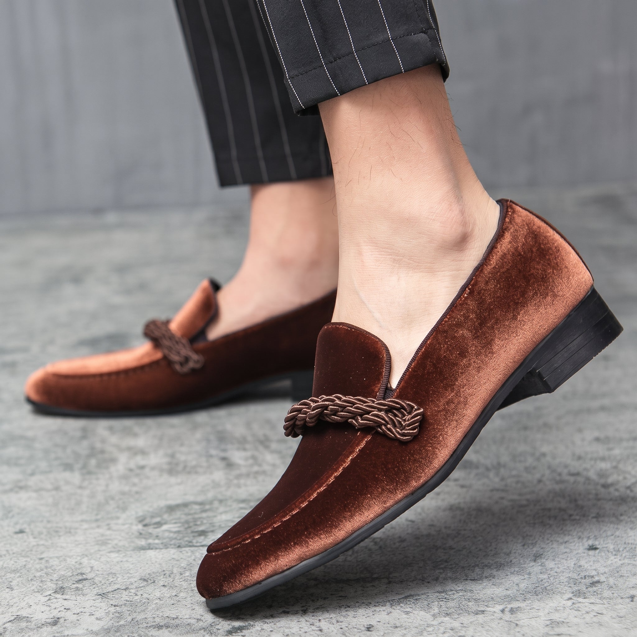 Harrison - Men's Smart Casual Loafers with Gold Rope Detail - Loafers - Brown - Davies & Cooper