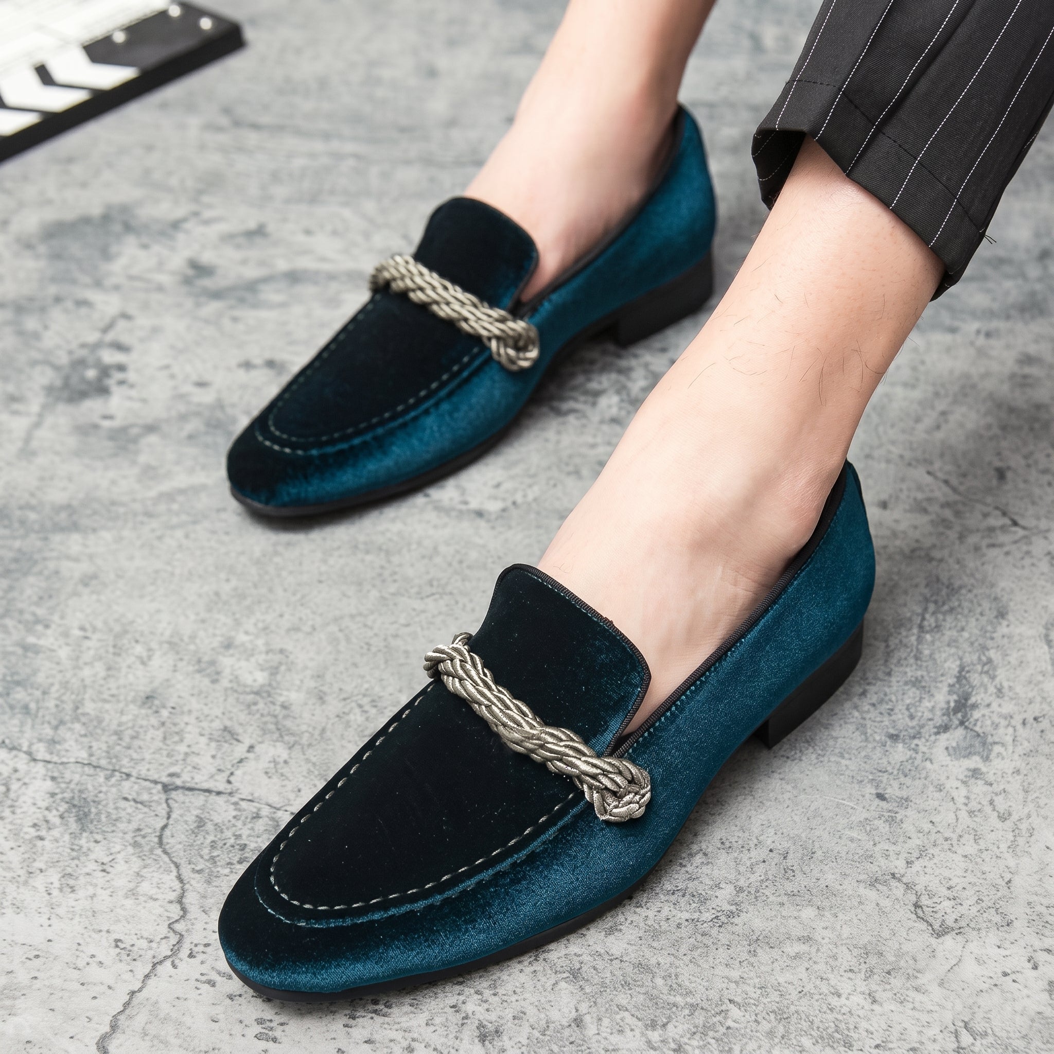 Harrison - Men's Smart Casual Loafers with Gold Rope Detail - Loafers - Green - Davies & Cooper